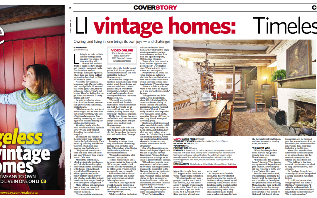 Quoted in Newsday: Vintage Long Island Homes Have A Timeless Appeal