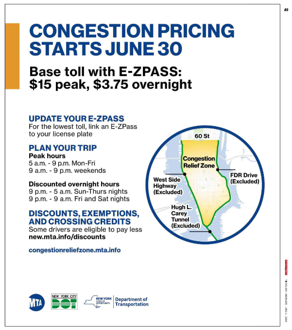 An image showing how the MTA's Congestion Pricing Plan would work