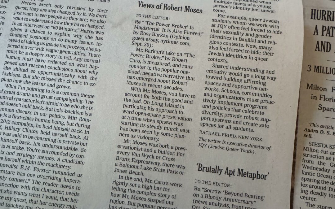 Featured in The New York Times: Many Views of Robert Moses